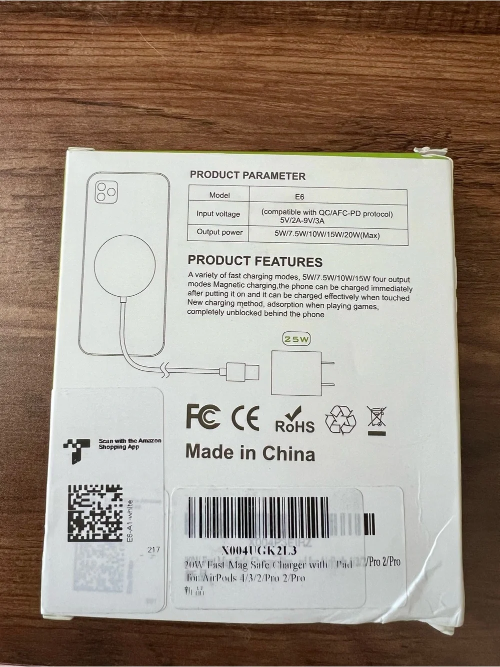 E6 Magnetic 20W Fast Charger - White